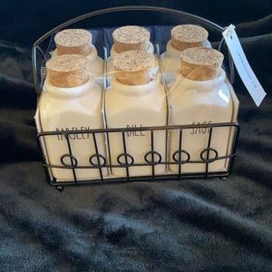 Rae Dunn spice jars.
